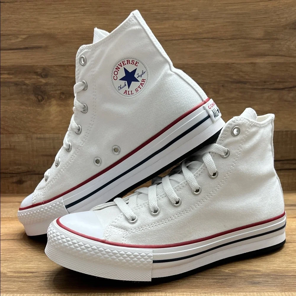Converse All Star White Canvas High-Tops platform